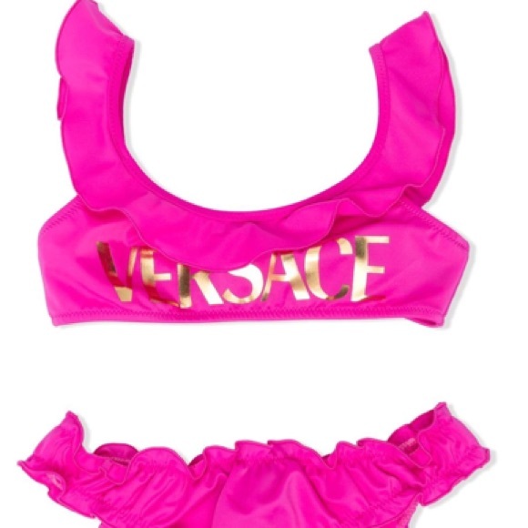 New Authentic VERSACE KIDS Logo ruffle-trimmed 👙 Bikini - Picture 5 of 13